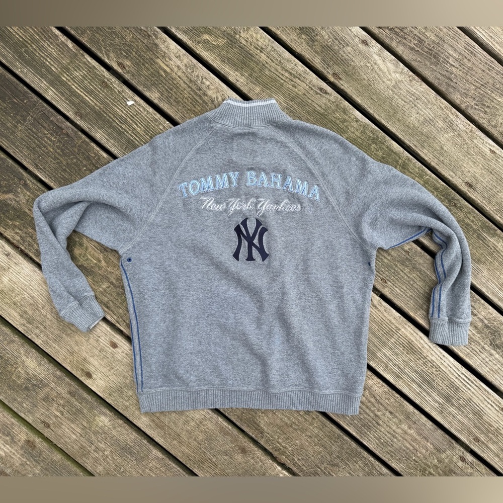 Tommy Bahama X New York Yankees Half Zip Sweater